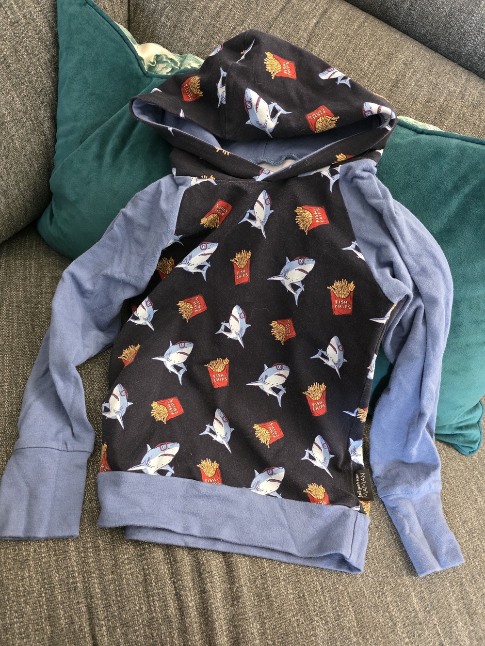 Shark & Fries Pullover Hoodie - Black and Blue